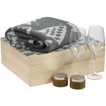 Набор с пледом и бокалами для вина «Снежность», кофе фото 