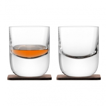 Набор из 2 стаканов Renfrew Whisky с деревянными подставками фото 