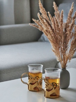 Набор стаканов в подстаканниках Cite, золотистый фото 