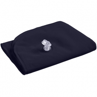 Надувная подушка под шею в чехле Sleep, темно-синяя фото 