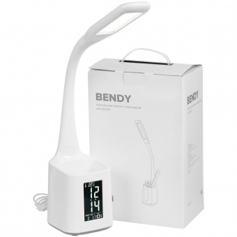 Настольная лампа с подставкой для ручек Bendy, белая фото 