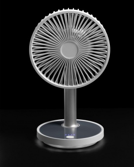 Настольный беспроводной вентилятор с подсветкой inBreeze, белый c серым фото 