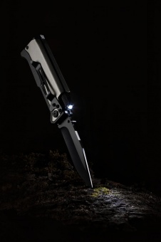 Нож складной с фонариком и огнивом Ster, серый фото 