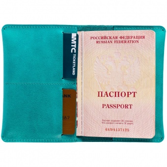 Обложка для паспорта Apache, ver.2, бирюзовая фото 