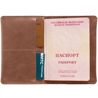 Обложка для паспорта Apache, ver.2, коричневая (какао) фото 