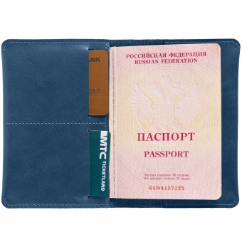 Обложка для паспорта Apache, ver.2, синяя фото 