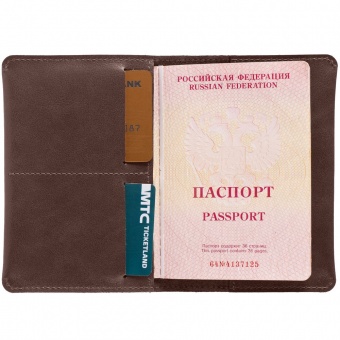 Обложка для паспорта Apache, ver.2, темно-коричневая фото 