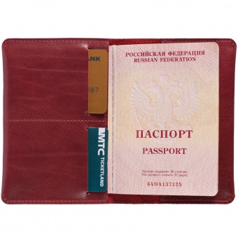 Обложка для паспорта Apache, ver.2, темно-красная фото 