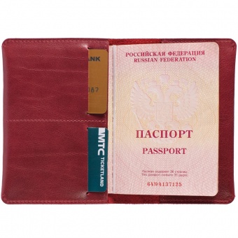 Обложка для паспорта Apache, ver.2, темно-красная фото 