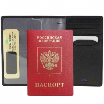 Обложка для паспорта Classe, черная фото 