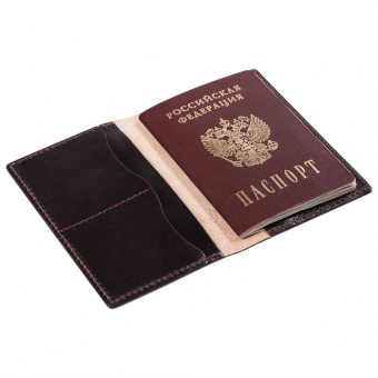 Обложка для паспорта Exclusive, коричневая фото 