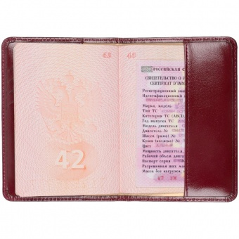 Обложка для паспорта Signature, бордовая фото 