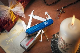Офицерский нож Huntsman 91, прозрачный синий фото 