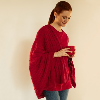 Плед Fado вязаный, красный (без подарочной коробки) фото 