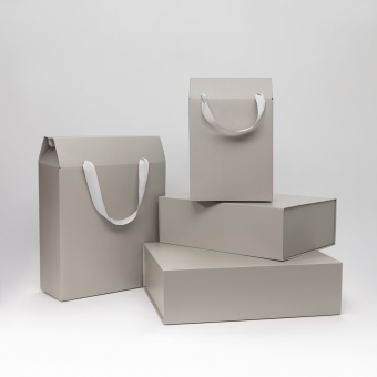 Подарочная коробка-трансформер большая, серая фото 