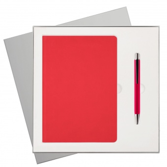 Подарочный набор Latte soft touch, красный (ежедневник, ручка) фото 