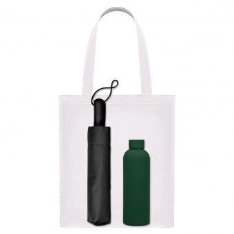 Подарочный набор Levante, зеленый (зонт, термобутылка, шоппер) фото 