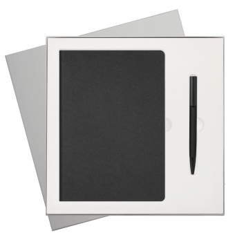 Подарочный набор Moon river, черный (ежедневник, ручка) фото 