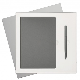 Подарочный набор Moon river, серый (ежедневник, ручка) фото 