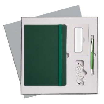Подарочный набор Portobello/BtoBook Summer time зеленый (Ежедневник недат А5, Ручка, Power Bank) фото 