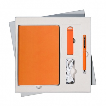 Подарочный набор Portobello/Latte оранжевый (Ежедневник недат А5, Ручка, Power Bank) фото 