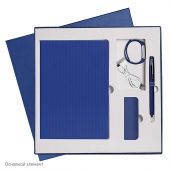 Подарочный набор Portobello/Rain синий (Ежедневник недат А5, Ручка, Смарт браслет, Внешний аккумулятор) фото 1