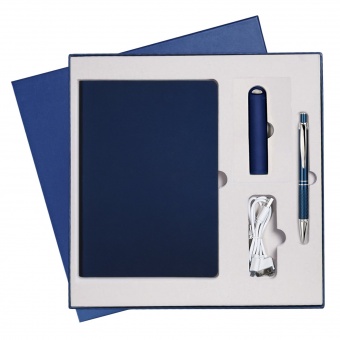 Подарочный набор Portobello/Star синий-2 (Ежедневник недат А5, Ручка, Power Bank) фото 