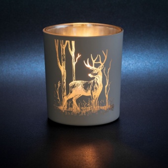 Подсвечник со свечой Forest, с изображением оленя фото 