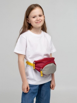 Поясная сумка детская Kiddo, бордовая с серым фото 