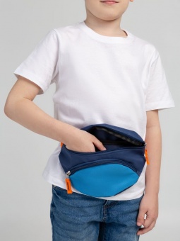 Поясная сумка детская Kiddo, синяя с голубым фото 