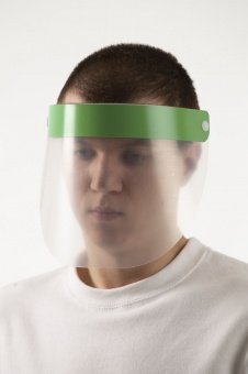 Прозрачный экран для лица Barrier, немедицинский, с зеленой лентой фото 