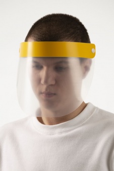 Прозрачный экран для лица Barrier, немедицинский, с желтой лентой фото 