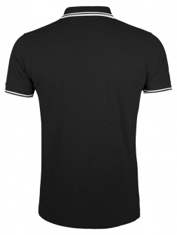 Рубашка поло мужская Pasadena Men 200 с контрастной отделкой, черная с белым фото 7