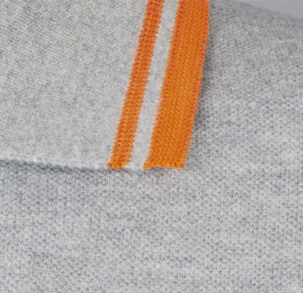 Рубашка поло мужская Pasadena Men 200 с контрастной отделкой, серый меланж c оранжевым фото 6