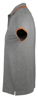 Рубашка поло мужская Pasadena Men 200 с контрастной отделкой, серый меланж c оранжевым фото 7