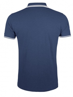 Рубашка поло мужская Pasadena Men 200 с контрастной отделкой, темно-синяя с белым фото 7