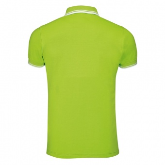 Рубашка поло мужская Pasadena Men 200 с контрастной отделкой, зеленый лайм с белым фото 6