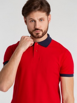 Рубашка поло Prince 190, красная с темно-синим фото 7