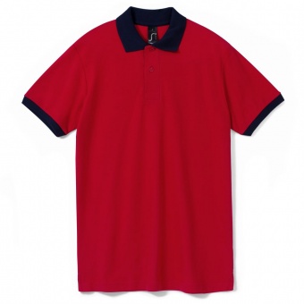 Рубашка поло Prince 190, красная с темно-синим фото 11