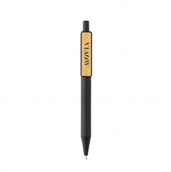 Ручка из переработанного ABS-пластика GRS с бамбуковым клипом фото 
