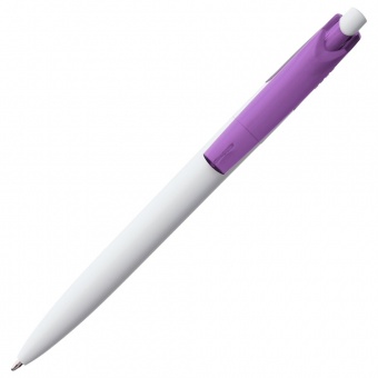 Ручка шариковая Bento, белая с фиолетовым фото 