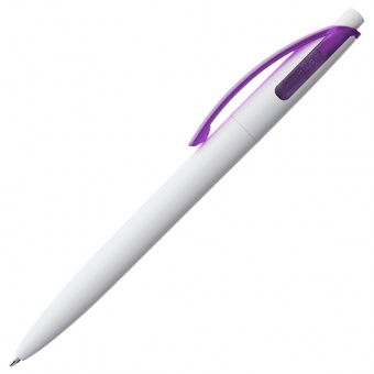 Ручка шариковая Bento, белая с фиолетовым фото 