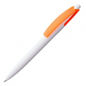 Ручка шариковая Bento, белая с оранжевым фото 1