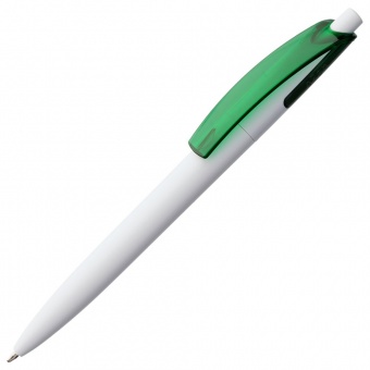 Ручка шариковая Bento, белая с зеленым фото 