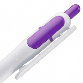 Ручка шариковая Bolide, белая с фиолетовым фото 
