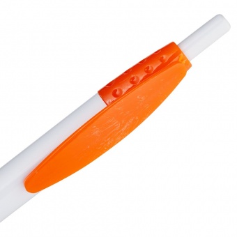 Ручка шариковая Champion, белая с оранжевым фото 