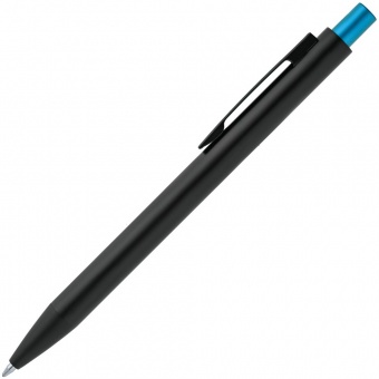 Ручка шариковая Chromatic, черная с голубым фото 