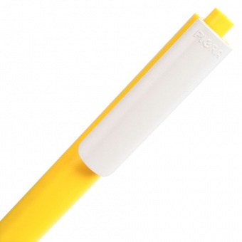 Ручка шариковая Pigra P03 Mat, желтая с белым фото 