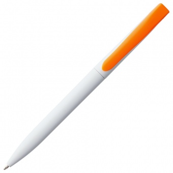 Ручка шариковая Pin, белая с оранжевым фото 