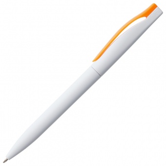 Ручка шариковая Pin, белая с оранжевым фото 